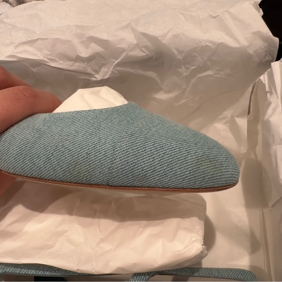 CHANEL 21S Neon Blue Denim Slingback Flats Cap Toe CC Shoes - Size 39 - Picture 10 of 13